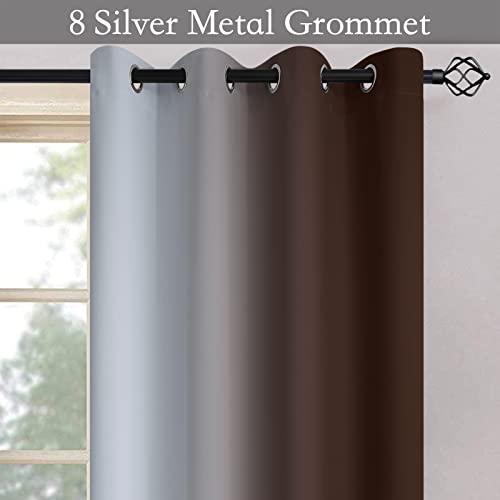 Image of SimpleHome Ombre Brown to Grey White Curtains for Living Room 52Wx84L | Room Darkening Curtains for Bedroom,Gradient Light Blocking Curtain,Thermal Insulated Grommet Window Drapes,2 Panels,84 Inch