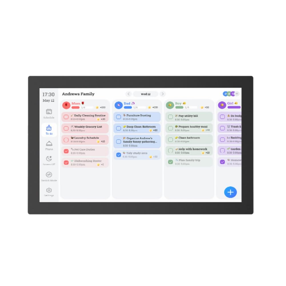 10,1 Family Planner Digitaler Kalender HD-Touchscreen mit Aufgabentabelle, Essensplänen, FotoCube für die Familie