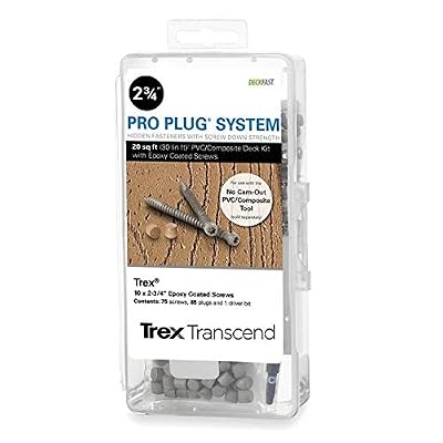 Pro Plug PVC Plugs and Epoxy Screws for Trex Lava Rock Decking, 85 Plugs for 20 sq ft, 75 Epoxy Screws