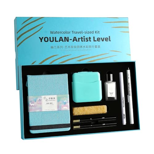 rubens 12 Colors Travel Watercolor Paint Set, All In One Artist Watercolor Paint Kit, Professional Watercolor Half Pan with Watercolor Journal, Paint Brush, Highlight Pen for Beginner, Artist, Adults by rubens - Used condition - US$43.07