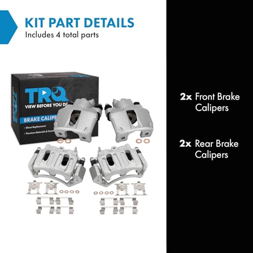 Image of TRQ Front and Rear Brake Caliper Set Compatible with 99-01 Ford F-150 Lariat XL XLT excluding 7700LB GVW with Rear Disc Brakes 02-03 F-150 Lariat XL King Ranch XLT excluding 7700LB GVW