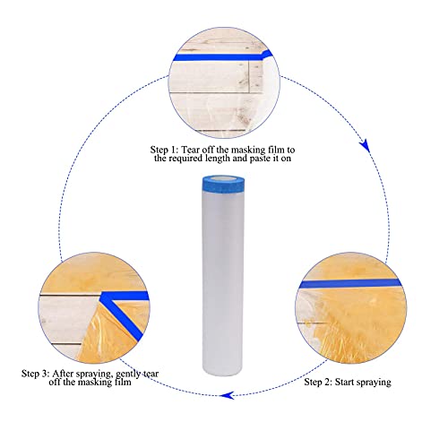 Image of VECOPE 3-Piece Set,Pre- Masking Film Protection Covering Cloth Tape | for Automotive Covering Painting Paint Masking (8-Feet X 65-Feet)