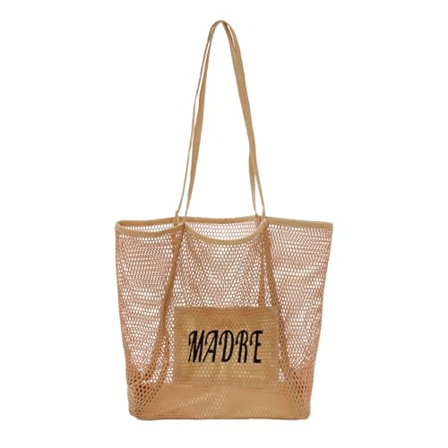Ulico Personalized Beach Mesh Tote Bag for Women?Foldable Hobo Bag with Embroidered Name?Lightweight Shoulder Bag for Holiday,Travel,Vacation Beach Accessories