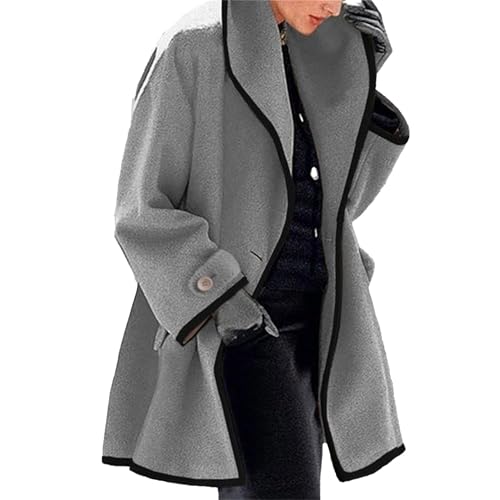 Maiyifu-GJ Wool Coat for Women Plus Size Pea Coat Winter Wool Coat Trench Jacket Ladies Warm Slim Long Overcoat Outwear