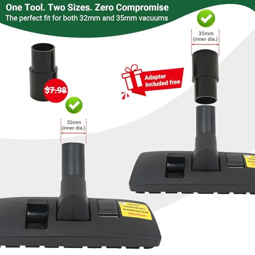 Image of EZ SPARES 1 1 /4 inch 32mm Universal Vacuum Cleaner Euro Floor Brush Head Brush Attachment for Floor and Carpet Combo Tool (Black)