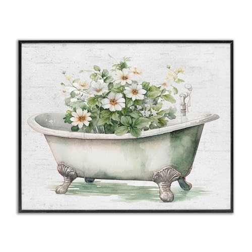 Cadre daisy noir Stupell Industries, affiche boho tub chic 27,9 x 35,6 cm pour salle de bain