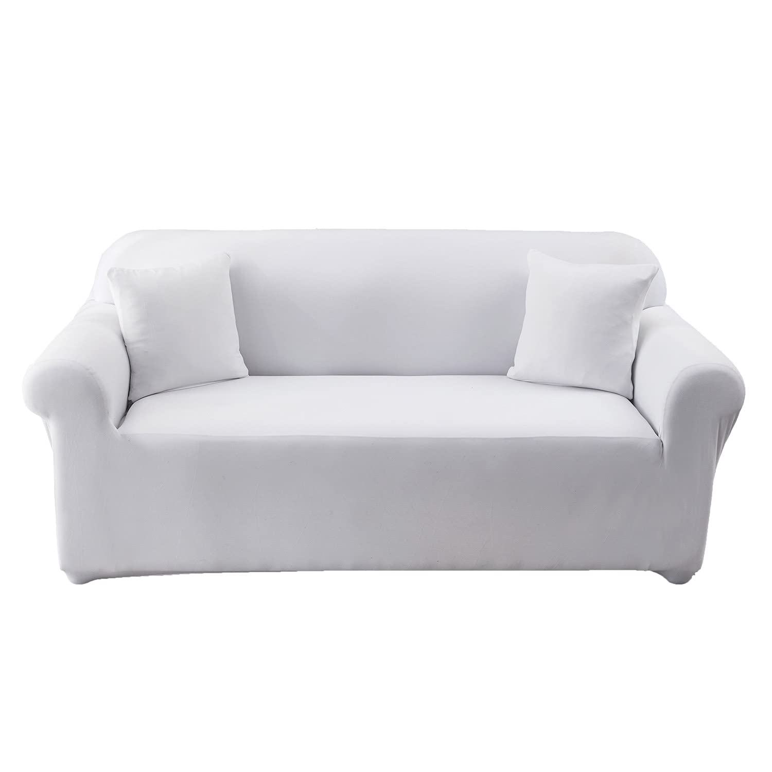 UMETE Stretch Sofa Cover Couch Covers, 1 Piece Sofa Slipcovers for 3 Cushion Couch, Furniture Protector for Living Room with 2 Pillowcases (Large,Cream)