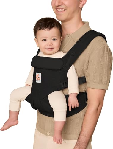 Ergobaby Babytrage für Neugeborene bis zum Kleinkind, 4-Positionen Omni 360 Cool Air Mesh Pearl Grey, Ergonomische Baby-Tragetasche Bauchtrage Rückentrage