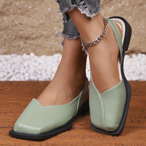 Large size Mary Jane women's shoes - Elegant retro casual square toe flat solid color shoes2