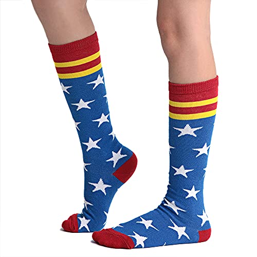 Kit Meias Infantil 4 Pares Cano Alto 3/4 Jokenpô Azul Cor:Azul;Tamanho:P