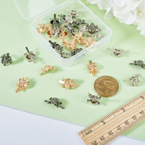 Image of GORGECRAFT 1 Box 30Pcs 3 Colors Skull Prong Studs Ghost Head Studs Skull Head Bone Carving Craft Mixed Color Zinc Alloy Bag Decorative Buckle Clips for Purse Bag Leather Handbag Craft Decorations