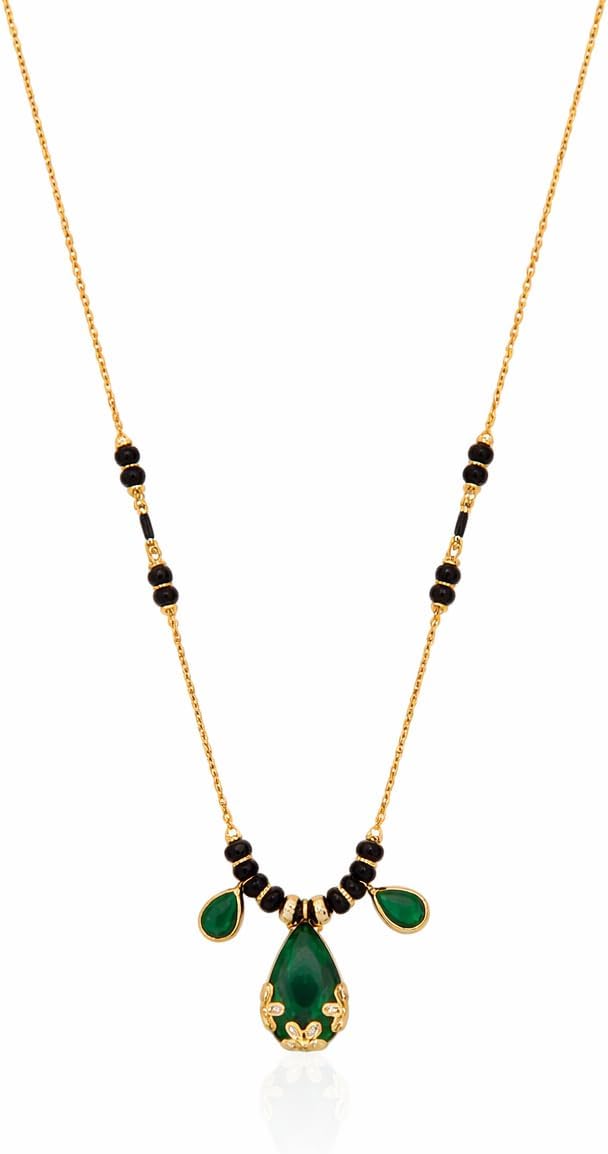 Classic Gold Plated Mangalsutra with Leaf Style Pendant