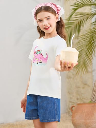 Image of Girls Short Sleeve T Shirts Kids Summer Tops Crewneck Tees 5-14 Years