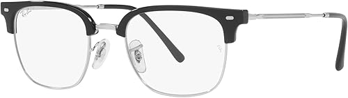 Miniatura 2 de Ray-Ban Unisex RX7216F Clubmaster Low Bridge Fit Square - Montura para gafas graduadas, color negro sobre lente de demostración, 2.087 in