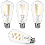 Dimmable LED Edison Bulb E26 Base 60 Watt Equivalent 2700K Warm White Filament Light Bulb 800Lm High CRI Clear Brightness Vintage Bulb for Pendant Lamp 4-Pack ...