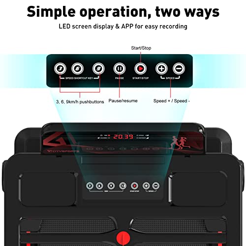 CITYSPORTS 2 in 1 Folding Treadmill, Under Desk Treadmill Walking Electric Jogging Running Machine， Treadmill Home Gym Office Workout (Black)