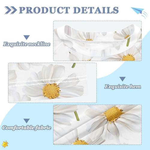 ALAZA Kids Rash Guard Girls Toddler Swim Shirts Short Sleeve White Daisy Cute UPF 50+ 3T3