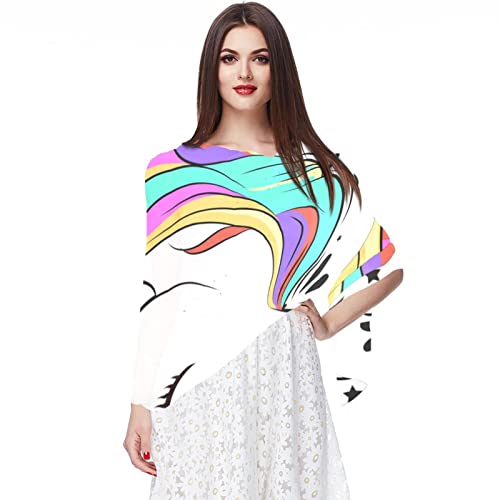 Foulard en mousseline de soie licorne pour femme écharpe longue