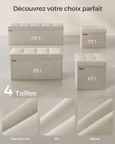 Banc Rangement Pliable Velours 131 L SONGMICS
