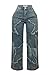 CHEZVOGUE Women's High Waist Baggy Ripped Denim Jeans with Star Tassel Frayed Details Y2K Straight Leg Casual Jeans Blue