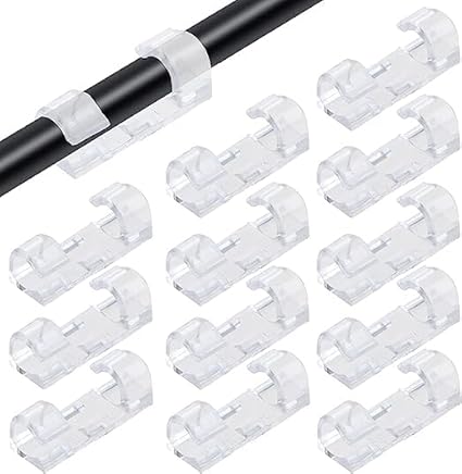 Onpalm Enterprise Wire Organizer Cable Management Clip Desktop Cord Hook With 3M Foam, Sticky Cable Clamp for Home Office Car TV PC Laptop Desktop, Transparent Color (Pack of 16 Pcs)