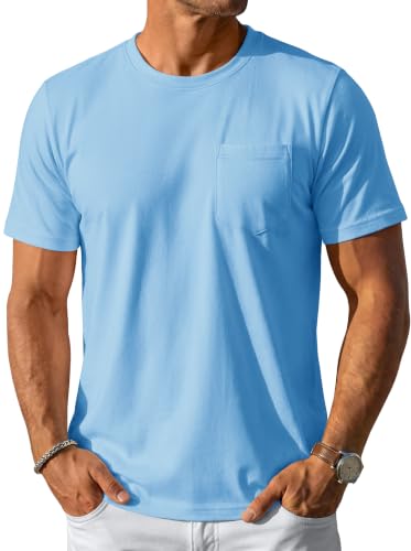 MAGCOMSEN Men's T-Shirts Short Sleeve Cotton Pocket Tee for Men Casual Crew Neck Plain Basic Tee Shirts