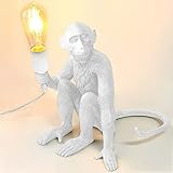 Modern Monkey Wall Light Nordic Light Retro Resin Light Fixture Table Lamp for Bedroom,for Bedroom/Office/Study and Other Decoration (White)