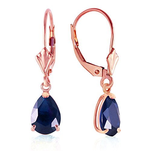 3 Carat 14K Solid Rose Gold Leverback Earrings Sapphire