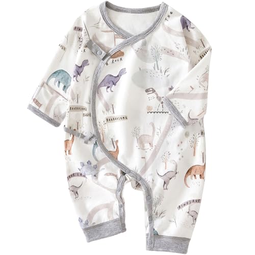 Image of BINIDUCKLING Newborn Kimono Side Snap & Tie Wrap Over Long Sleeve Romper with Mitten Cuffs