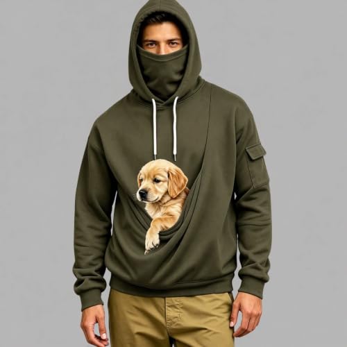 Generic Pet Pouch Hoodie for Men Fleece Face Mask Cat Dog Balaclava Hoodie - image 4