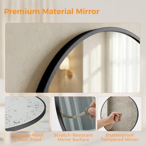 Image of NEWBULIG 24 Inch Round Wall Mirror, Bathroom Mirrors for Over Sink