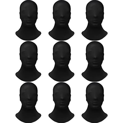 9 Pieces Full Face Mask Second Skin Masks Faceless Black Full Head Mask Black Morph Mask Hidden Face Mask Hood for Halloween Masquerade Cosplay Unisex Men Adult Women Costume Cover