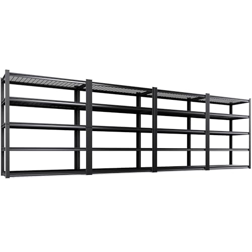 Image of 4-Pack Heavy Duty Garage Shelving for Large Storage & Garage Organization, 78 inchH x 46 inchW x 20 inchD 5-Tier Adjustable All Metal Wire Shelf for Tools, Storage Bins, Bulk Items, Warehouse & Workshop