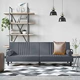 YUOTYRKTEJRSG Schlafsofa Dunkelgrau Samt mit Armlehnen. verstellbare Rückenlehne. Gästebett Sofa. Wohnzimmer Schlafcouch. bequemes Sitzmöbel für kleine Räume