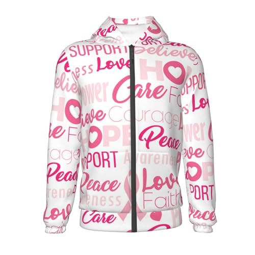 Breast Cancer Pink Ribbons Awareness (2) Kid Hoodies Boys Zip Up Sweatshirts Girls Pullover with Pocket2