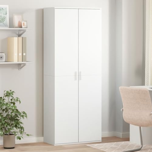 Mimdixy Mueble Exterior Almacenaje Armario Jardin,Aparador Alto Madera de ingeniería Blanco 70x35x180 cm,Taquilla para Estudio Garaje Sala