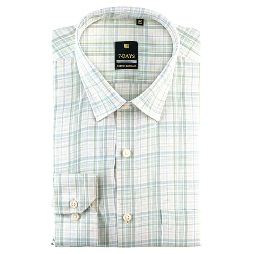 Image of 7-DAYS Men's Premium Checks Formal Shirt - Cotton Rich, Regular Fit, Full Sleeve, with Pocket, Wrinkle Resistant - Stylish Office & Everyday Wear.