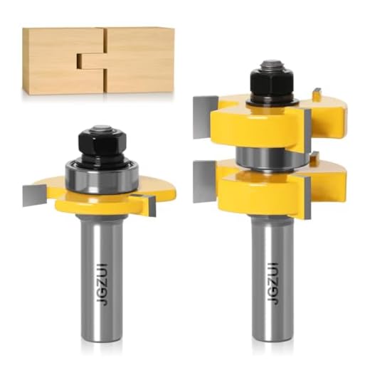 1/2 Inch Shank Tongue and Groove Set of 2 Pieces Router Bit 3 Teeth Adjustable T Shape Wood Milling Cutter，Tongue and Groove Groove Joints Router Bit (1/2inch Shank, Up to 1-1/4" Stock - 1/2" Depth)