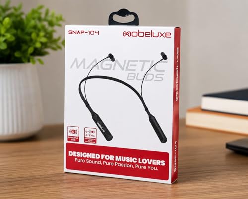 Image of Wireless Neckband Bluetooth Earphones, Black, Magnetic Earbuds, Sports in-Ear Headset|Rich Music Experience, Type C Fast Charging, Neckband Earphones with Voice Assistant & IPX4 Water Resistant