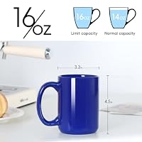 Smilatte 450ml Porzellan Kaffeetassen, Große Tassen Set 4er, Keramik Teetasse Groß mit Griff Coffee Mug Cup für Tee Cappuccino, Blau – Ansicht 3