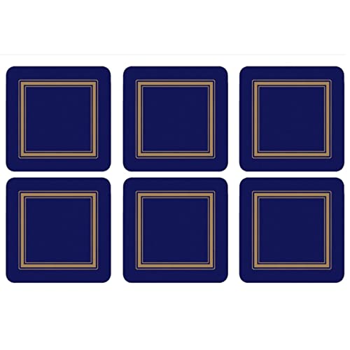 Pimpernel Classic Midnight Blue Collection Coasters | Set Of 6 | Cork Backed Board | Heat And Stain Resistant | Drinks Coaster For Tabletop Protection | Measures 4” X 4” #TOP4