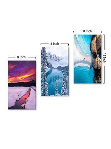 Image of 999STORE Snow Ice Mountains Nature home room decor framed stylish modern wall frames living hanging decorative items (Set of 3 Panels Paper Print 24X15 Inches) MDF3Frames046