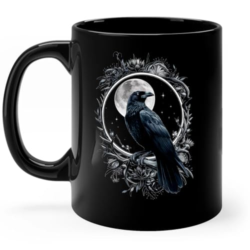 Solantrapod Personalized Raven Coffee Mug, Custom Name Gothic Design, Ceramic Mug 11oz & 15oz (Design 1)