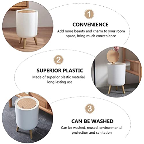 Angoily Trash Can Garbage Can With Press Top Lid Nordic Modern Waste Basket Plastic Trash Bin For Kitchen Bathroom Bedroom Living Room Office Outdoor #TOP5