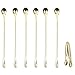 TONGNENGLIU 7pcs Stainless Steel Tableware Stirring Spoon Sugar Cube Clip Ideal For Mixing Drinks, Stirring Juices, Holding Ice Cubes, And Holding Sugar Cubes (Stainless Steel Champaign Gold)