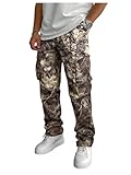 RoseSeek Men's Camo Drawstring Waist Cargo Pants Allover Print Long Trousers Streetwear with Pockets Yellow Small
