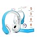 KPTEC [Volume Limited] Kids Safety Foldable On-Ear Headphones with Mic, Volume Controlled at Max 93dB to Prevent Noise-induced Hearing Loss (NIHL), Passive Noise Reduction, Wired Earbuds,Blue