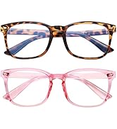 CHBP Blue-Light-Blocking-Glasses for Women Computer Glasses Man,2 Pack Gaming Eyeglasses Fashion ...