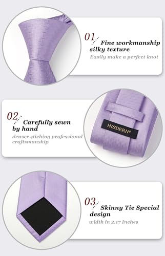 Image of HISDERN Ties for Men Solid Houndstooth Neckties Handkerchief Formal Business Tie & Pocket Square Set Wedding Party