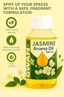 Gwan Jasmine Aroma Oil for Home Fragrance | Best for Aromatherapy | Helps in meditation | Used in Diffusers, Candles, Air Fresheners, Soaps, Humidifier, Diffuser | Essential Oil 100 ml,